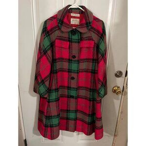 Jack Clarke pink green plaid pure new wool coat. 1960’s